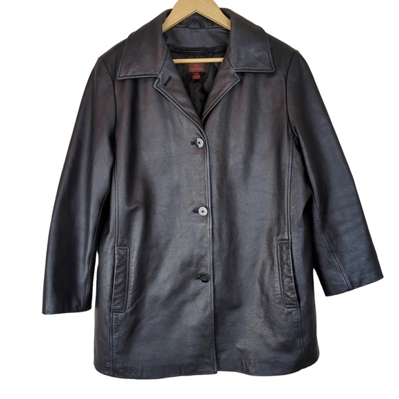 Danier Women’s Black Leather Oversized Jacket with Zip-out Winter Lining SZ L - Picture 3 of 14